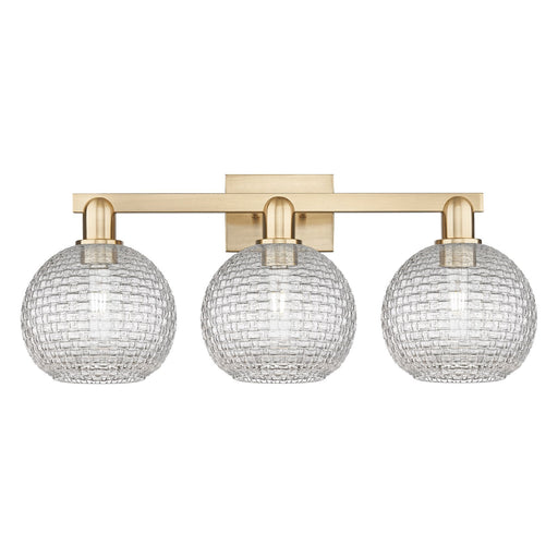 Innovations Athens 27in 3-Light Bath Vanity Light | Industrial Champagne Bronze Steel and Clear Basket Weave Glass | Bathroom | Model 716-3W-CB-G122C-8CL