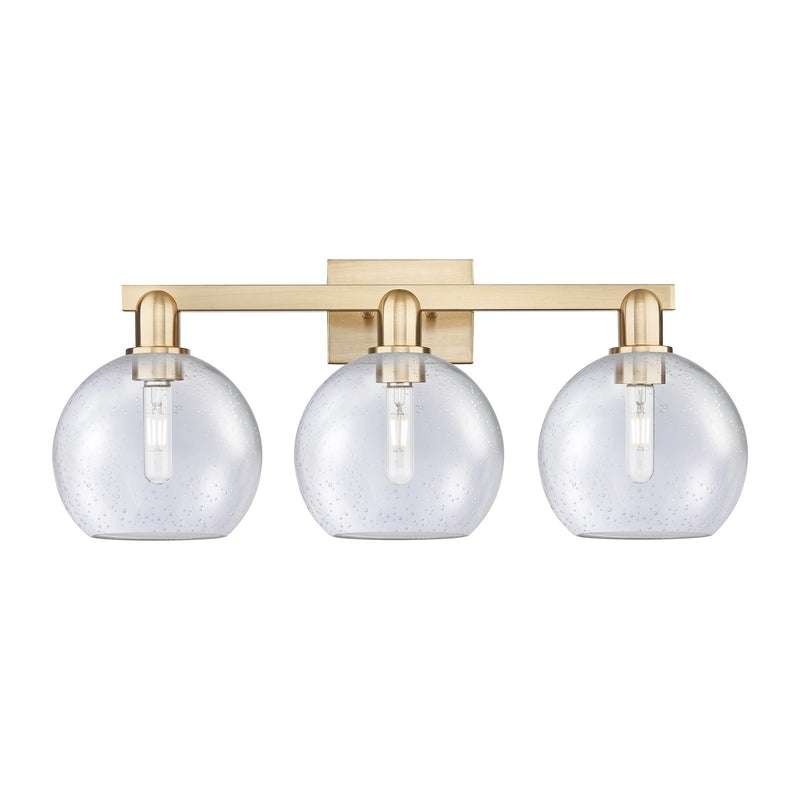 Innovations Athens 27in 3-Light Bathroom Vanity Light | Industrial Champagne Bronze Steel and Seedy Glass | Bathroom Vanity & | Model 716-3W-CB-G124-8