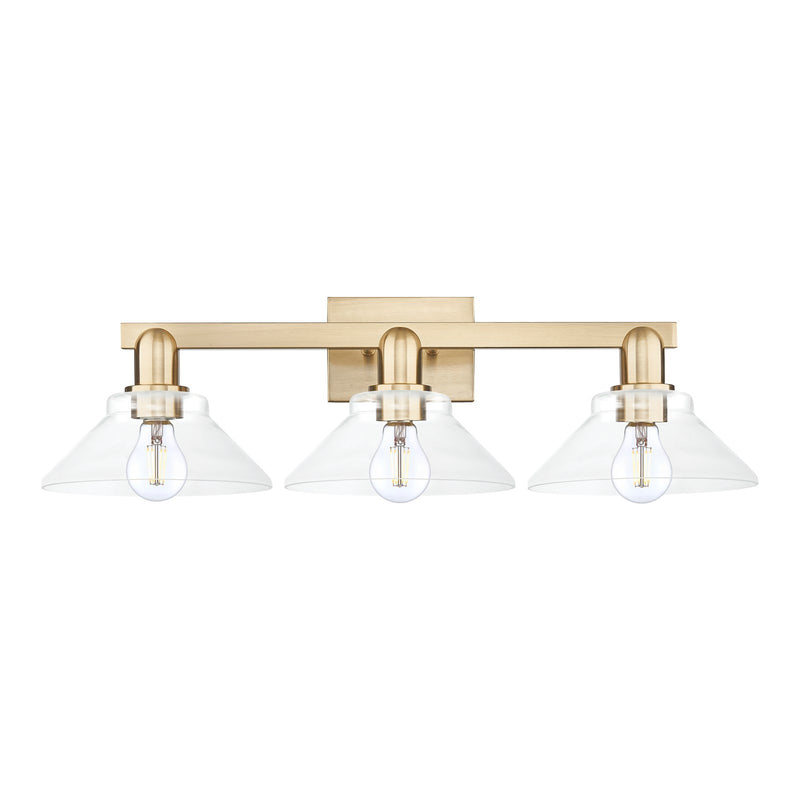 Innovations Orwell 27in 3-Light Bath Vanity Light | Industrial Champagne Bronze Steel and Clear Glass | Bathroom Vanity & Powder | Model 716-3W-CB-G132