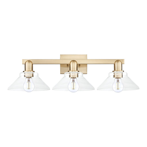Innovations Orwell 27in 3-Light Bath Vanity Light | Industrial Champagne Bronze Steel and Clear Glass | Bathroom Vanity & Powder | Model 716-3W-CB-G132