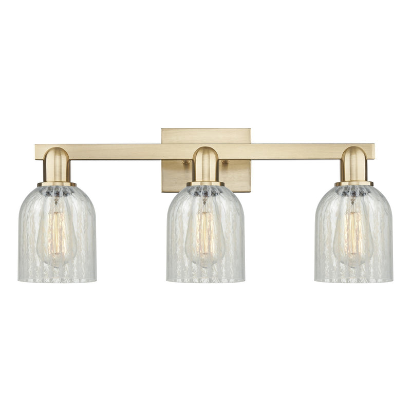 Innovations Caledonia 24in 3-Light Bath Vanity Light | Industrial Champagne Bronze Steel and Mouchette Glass | Damp-Rated Bathroom | Model 716-3W-CB-G2511