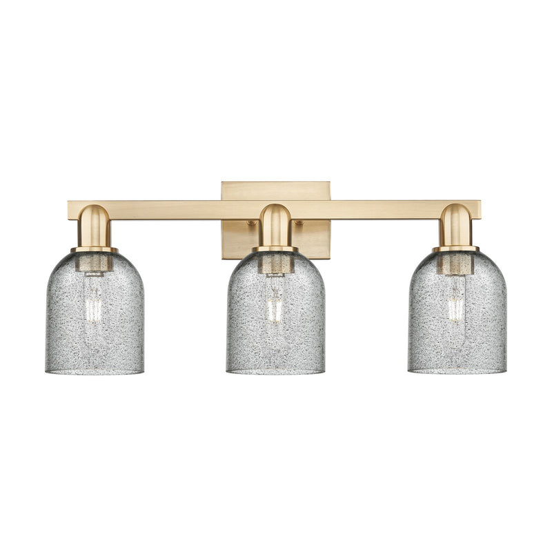Innovations Caledonia 24in 3-Light Bath Vanity Light | Industrial Champagne Bronze Steel and Charcoal Glass | Bathroom Vanity & | Model 716-3W-CB-G257