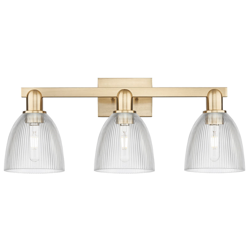 Innovations Castile 25in 3-Light Bath Vanity Light | Industrial Champagne Bronze Steel and Clear Glass | Bathroom Vanity & Powder | Model 716-3W-CB-G382