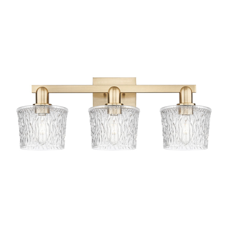 Innovations Niagara 26in 3-Light Bath Vanity Light | Industrial Champagne Bronze Steel and Clear Glass | Bathroom Vanity | 25.5 x | Model 716-3W-CB-G402
