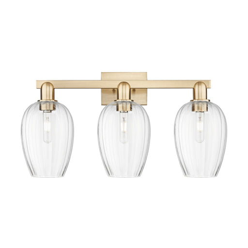 Innovations Preston Flute 26in 3-Light Bath Vanity | Industrial Champagne Bronze Steel and Clear Glass | Damp-Rated Bathroom | Model 716-3W-CB-G457-6CL