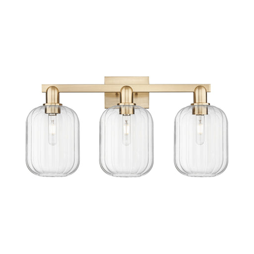 Innovations Preston Cylinder 26in 3-Light Bath Vanity | Industrial Champagne Bronze Steel and Clear Glass | Bathroom Vanity | Model 716-3W-CB-G460-7CL
