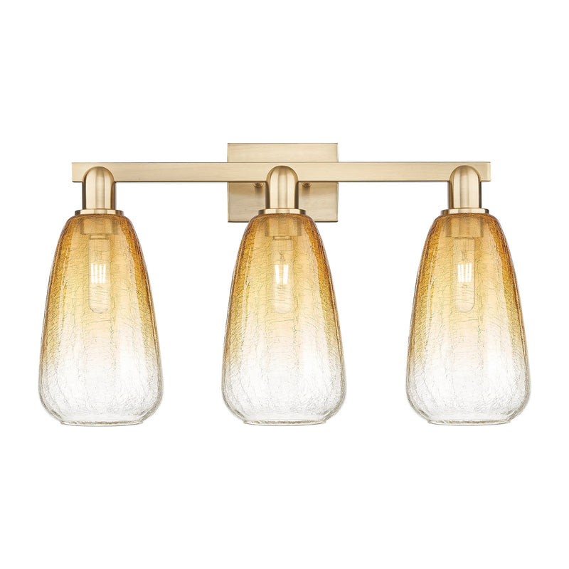 Innovations Brookhaven Almond 25in 3-Light Bath Vanity Light | Industrial Champagne Bronze Steel and Amber Glass | Bathroom | Model 716-3W-CB-G480-6AM