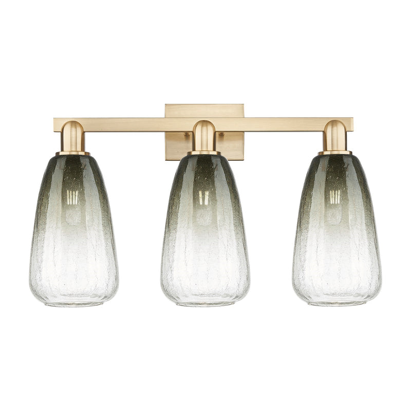 Innovations Brookhaven Almond 26in 3-Light Bath Vanity Light | Industrial Champagne Bronze Steel and Slate Glass | Bathroom | Model 716-3W-CB-G480-6SL