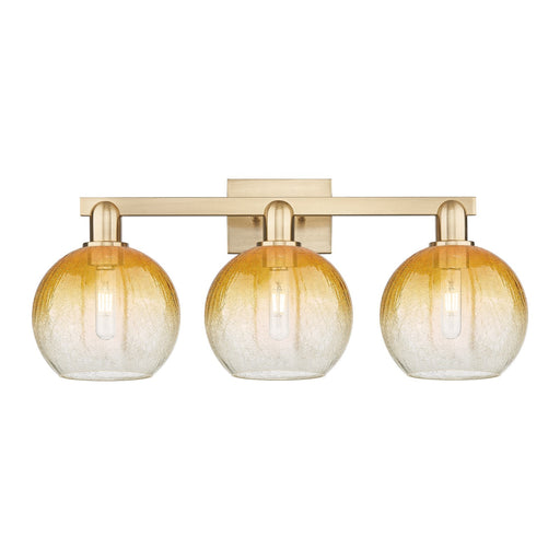 Innovations Brookhaven Globe 27in 3-Light Bath Vanity | Industrial Champagne Bronze Steel and Amber Glass | Bathroom Vanity | Model 716-3W-CB-G483-8AM