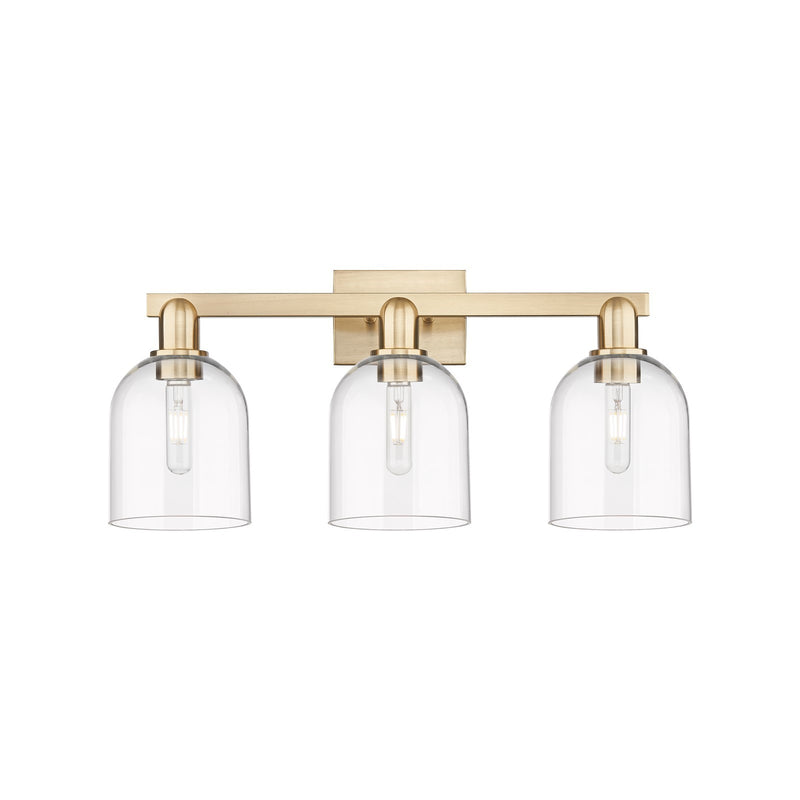 Innovations Bella 25in 3-Light Bath Vanity Light | Industrial Champagne Bronze Steel and Clear Bell Glass | Bathroom Vanity | Model 716-3W-CB-G558-6CL