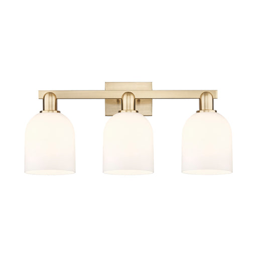 Innovations Bella 25in 3-Light Bath Vanity Light | Industrial Champagne Bronze Steel and White Glass | Bathroom Vanity | 24.5 | Model 716-3W-CB-G558-6GWH