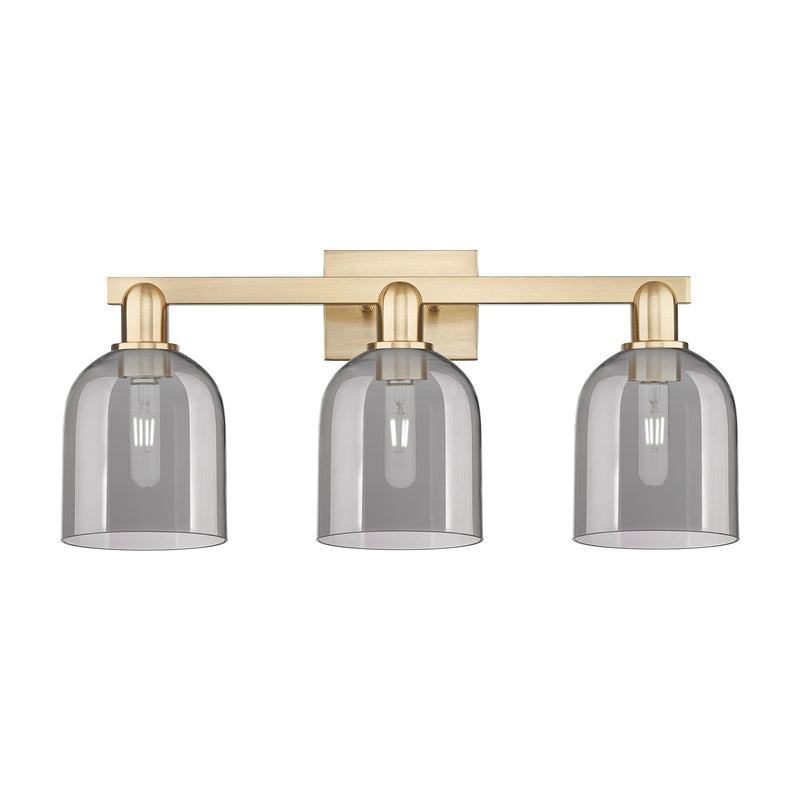Innovations Bella 25in 3-Light Bath Vanity Light | Industrial Champagne Bronze Steel and Light Smoke Glass | Entryway & | Model 716-3W-CB-G558-6SM