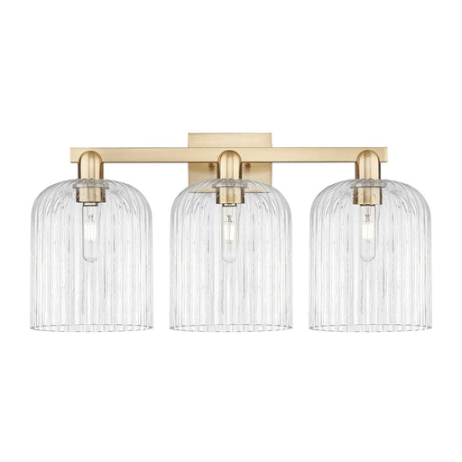 Innovations Bridal Veil 27in 3-Light Bath Vanity Light | Industrial Champagne Bronze Steel and Clear Ribbed Glass | Bathroom | Model 716-3W-CB-G559-8CL