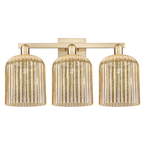 Innovations Bridal Veil 27in 3-Light Bath Vanity Light | Industrial Champagne Bronze Steel and Mercury Ribbed Glass | Bathroom | Model 716-3W-CB-G559-8ME
