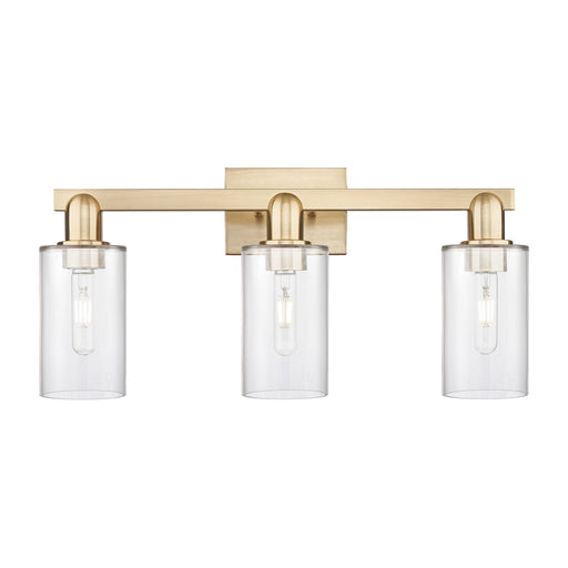 Innovations Clymer 23in 3-Light Bath Vanity Light | Industrial Champagne Bronze Steel and Clear Glass | Bathroom Vanity & Powder | Model 716-3W-CB-G802