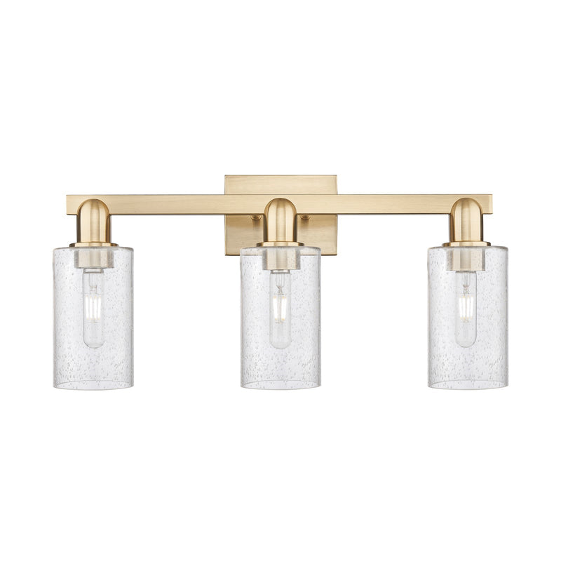 Innovations Clymer 23in 3-Light Bath Vanity Light | Industrial Champagne Bronze Steel and Seedy Glass | Bathroom Vanity | 22.88 x | Model 716-3W-CB-G804