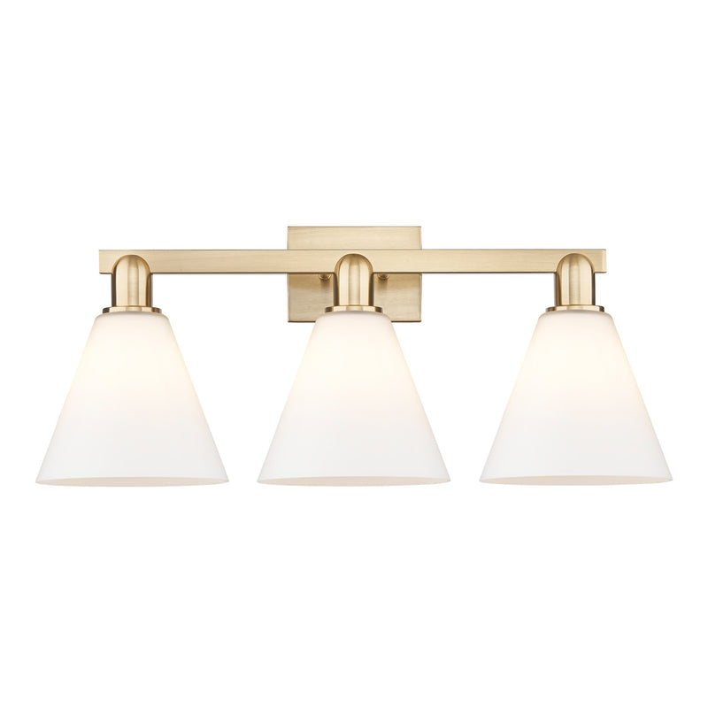 Innovations Berkshire 26in 3-Light Bath Vanity Light | Industrial Champagne Bronze Steel and Matte White Glass | Bathroom Vanity | Model 716-3W-CB-GBC-81