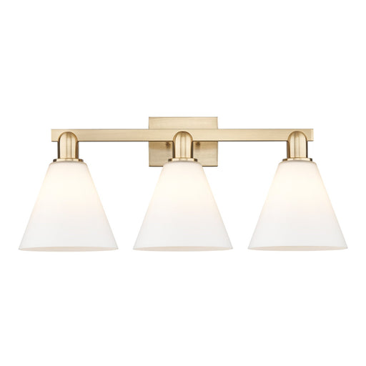 Innovations Berkshire 26in 3-Light Bath Vanity Light | Industrial Champagne Bronze Steel and Matte White Glass | Bathroom Vanity | Model 716-3W-CB-GBC-81