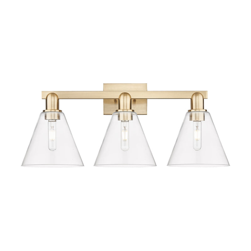 Innovations Berkshire 26in 3-Light Bath Vanity Light | Industrial Champagne Bronze Steel and Clear Glass | Bathroom Vanity & | Model 716-3W-CB-GBC-82