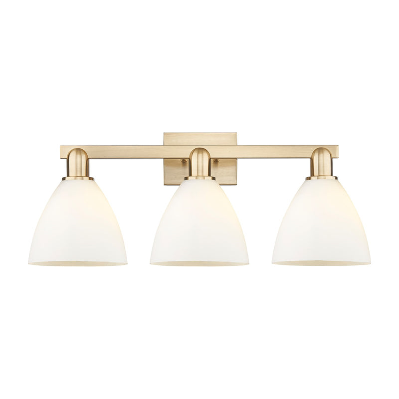 Innovations Bristol 27in 3-Light Bath Vanity Light | Industrial Champagne Bronze Steel and Matte White Glass | Damp-Rated | Model 716-3W-CB-GBD-751