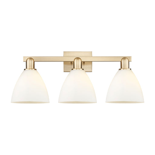 Innovations Bristol 27in 3-Light Bath Vanity Light | Industrial Champagne Bronze Steel and Matte White Glass | Damp-Rated | Model 716-3W-CB-GBD-751