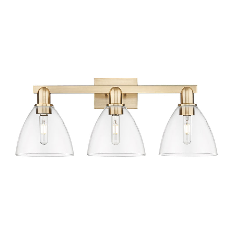 Innovations Bristol 27in 3-Light Bath Vanity Light | Industrial Champagne Bronze Steel and Clear Glass | Bathroom Vanity & | Model 716-3W-CB-GBD-752
