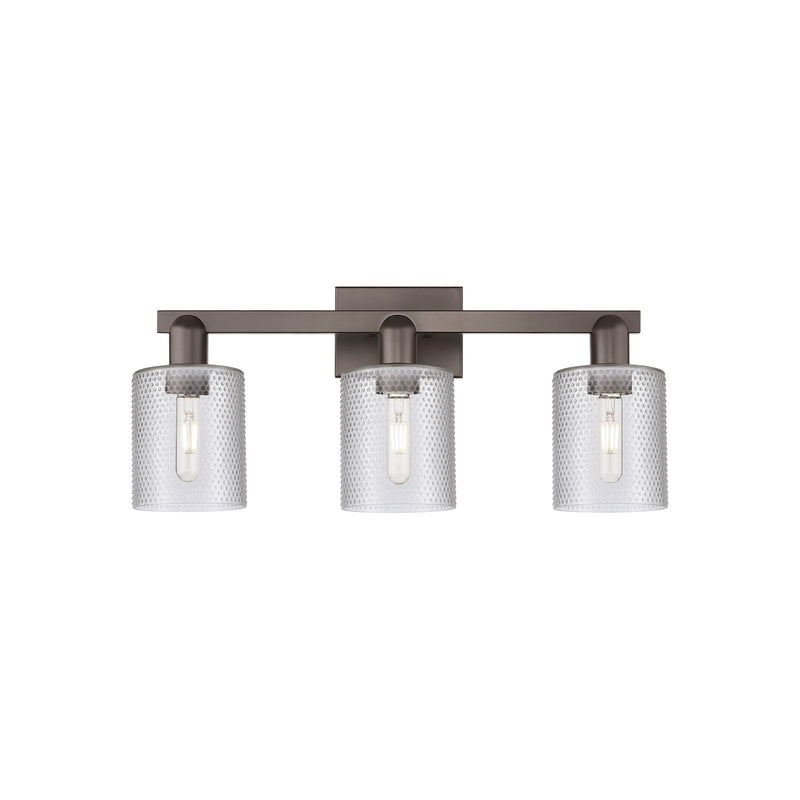 Innovations Cobbleskill 24in 3-Light Bath Vanity Light | Industrial Oil Rubbed Bronze Steel and Clear Glass | Bathroom Vanity | 24 | Model 716-3W-OB-G112