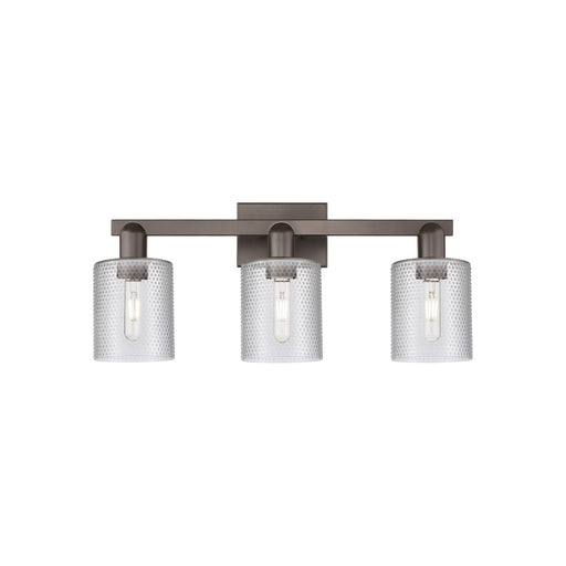 Innovations Cobbleskill 24in 3-Light Bath Vanity Light | Industrial Oil Rubbed Bronze Steel and Clear Glass | Bathroom Vanity | 24 | Model 716-3W-OB-G112