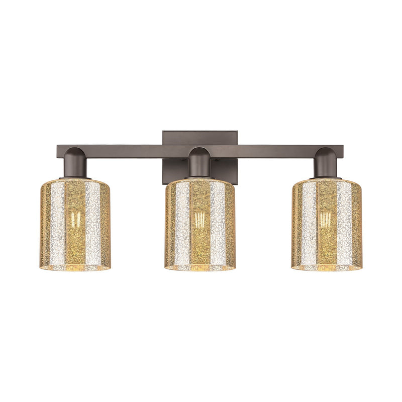 Innovations Cobbleskill 24in 3-Light Bath Vanity Light | Industrial Oil Rubbed Bronze Steel and Mercury Glass | Bathroom Vanity | Model 716-3W-OB-G116