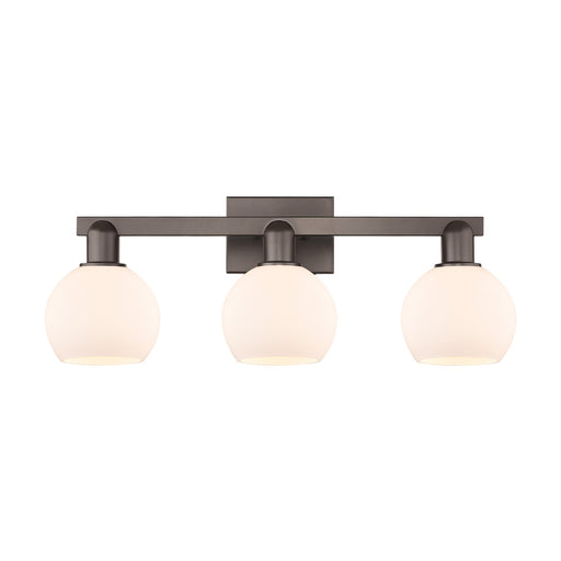 Innovations Athens 25in 3-Light Bath Vanity | Industrial Oil Rubbed Bronze and Matte White Glass | Bathroom Vanity Light | 24.88 | Model 716-3W-OB-G121-6