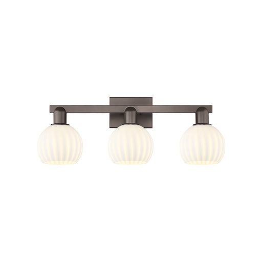 Innovations Lighting Arcadia 25in 3-Light Bath Vanity | Industrial Oil Rubbed Bronze and White Venetian Glass | Bathroom | Model 716-3W-OB-G1217-6WV