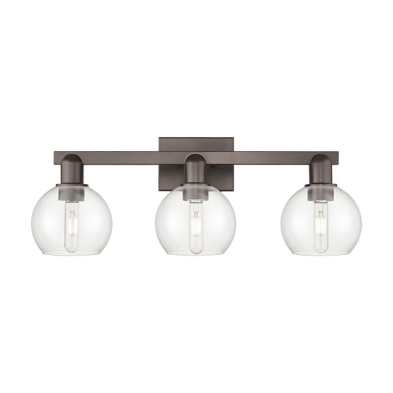 Innovations Athens 25in 3-Light Bath Vanity | Industrial Oil Rubbed Bronze Steel and Clear Glass | Bathroom Vanity Light | 24.88 | Model 716-3W-OB-G122-6