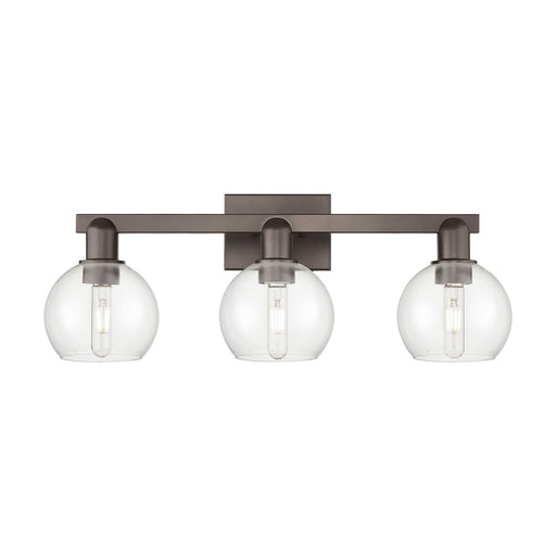 Innovations Athens 25in 3-Light Bath Vanity | Industrial Oil Rubbed Bronze Steel and Clear Glass | Bathroom Vanity Light | 24.88 | Model 716-3W-OB-G122-6