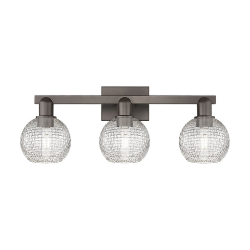 Innovations Athens 25in 3-Light Bath Vanity Light | Industrial Oil Rubbed Bronze and Clear Basket Weave Glass | Bathroom | Model 716-3W-OB-G122C-6CL