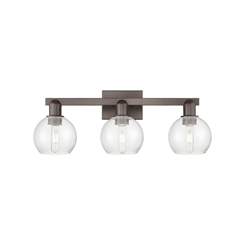 Innovations Athens 25in 3-Light Bath Vanity | Industrial Oil Rubbed Bronze Steel and Seedy Glass | Bathroom Vanity & Powder Room | Model 716-3W-OB-G124-6