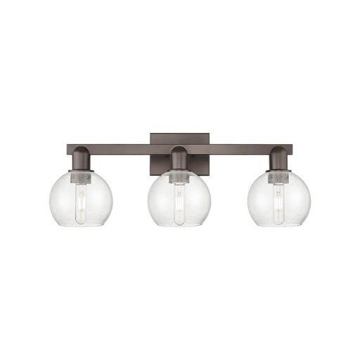 Innovations Athens 25in 3-Light Bath Vanity | Industrial Oil Rubbed Bronze Steel and Seedy Glass | Bathroom Vanity & Powder Room | Model 716-3W-OB-G124-6
