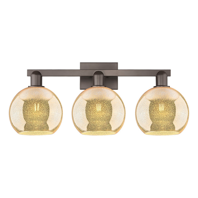 Innovations Athens 27in 3-Light Bath Vanity Light | Industrial Oil Rubbed Bronze Steel and Mercury Glass | Bathroom Vanity | 27 x | Model 716-3W-OB-G128-8