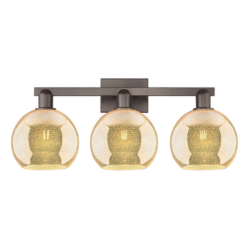 Innovations Athens 27in 3-Light Bath Vanity Light | Industrial Oil Rubbed Bronze Steel and Mercury Glass | Bathroom Vanity | 27 x | Model 716-3W-OB-G128-8