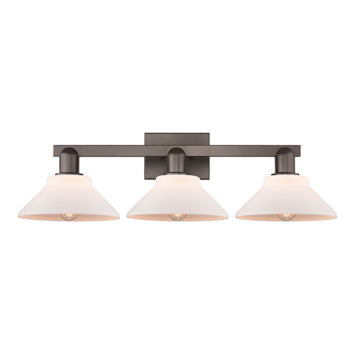 Innovations Orwell 27in 3-Light Bath Vanity Light | Industrial Oil Rubbed Bronze and Matte White Glass | Bathroom Vanity | 27.38 x | Model 716-3W-OB-G131