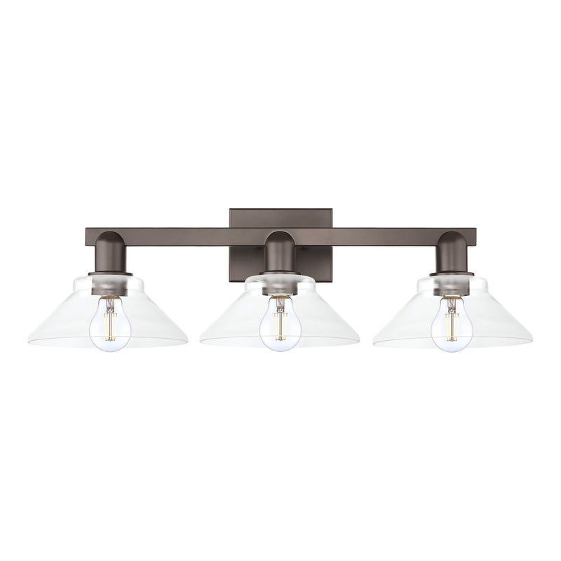 Innovations Orwell 27in 3-Light Bath Vanity Light | Industrial Oil Rubbed Bronze Steel and Clear Glass | Bathroom Vanity | 27.38 x | Model 716-3W-OB-G132