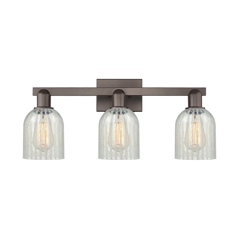 Innovations Caledonia 24in 3-Light Bath Vanity Light | Industrial Oil Rubbed Bronze Steel and Mouchette Glass | Bathroom Vanity | Model 716-3W-OB-G2511