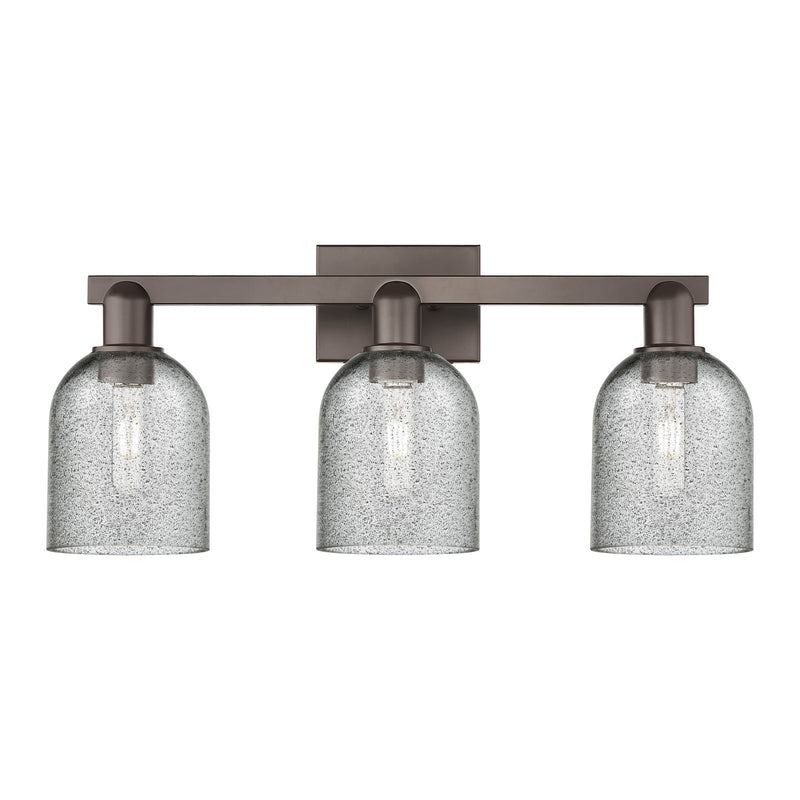 Innovations Caledonia 24in 3-Light Bath Vanity Light | Industrial Oil Rubbed Bronze Steel and Charcoal Glass | Bathroom Vanity | 24 | Model 716-3W-OB-G257
