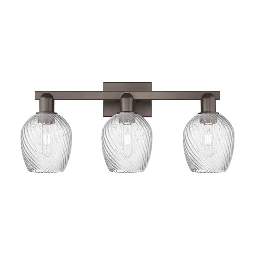 Innovations Salina 25in 3-Light Bath Vanity Light | Industrial Oil Rubbed Bronze Steel and Clear Spiral Fluted Glass | Bathroom | Model 716-3W-OB-G292
