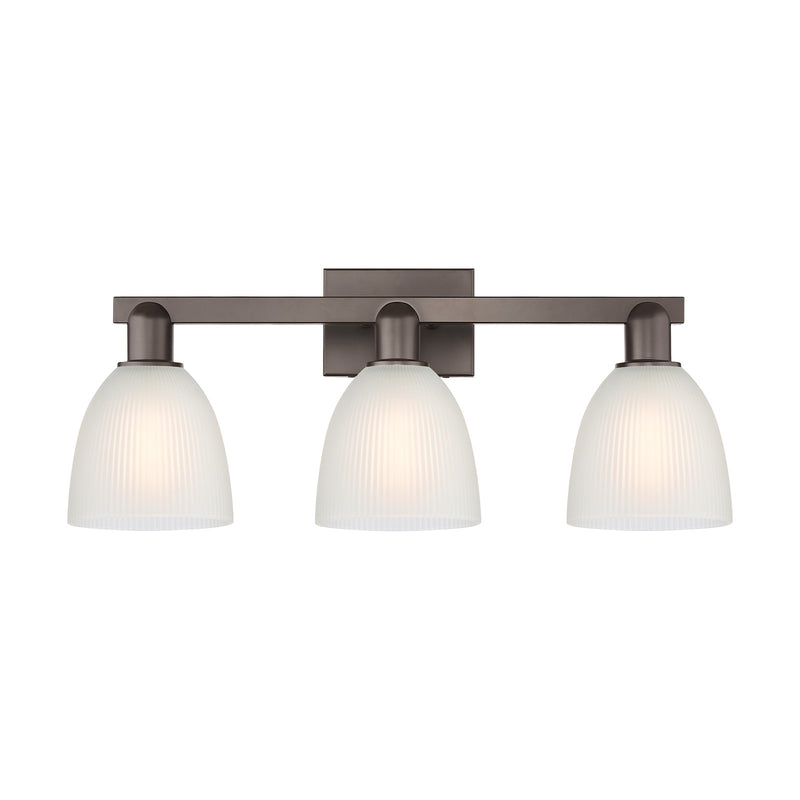 Innovations Castile 25in 3-Light Bath Vanity Light | Industrial Oil Rubbed Bronze and White Glass | Bathroom Vanity | 25 x 10.75 x | Model 716-3W-OB-G381