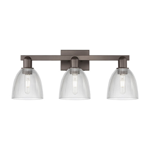 Innovations Castile 25in 3-Light Bath Vanity Light | Industrial Oil Rubbed Bronze Steel and Clear Glass | Bathroom Vanity | 25 x | Model 716-3W-OB-G382