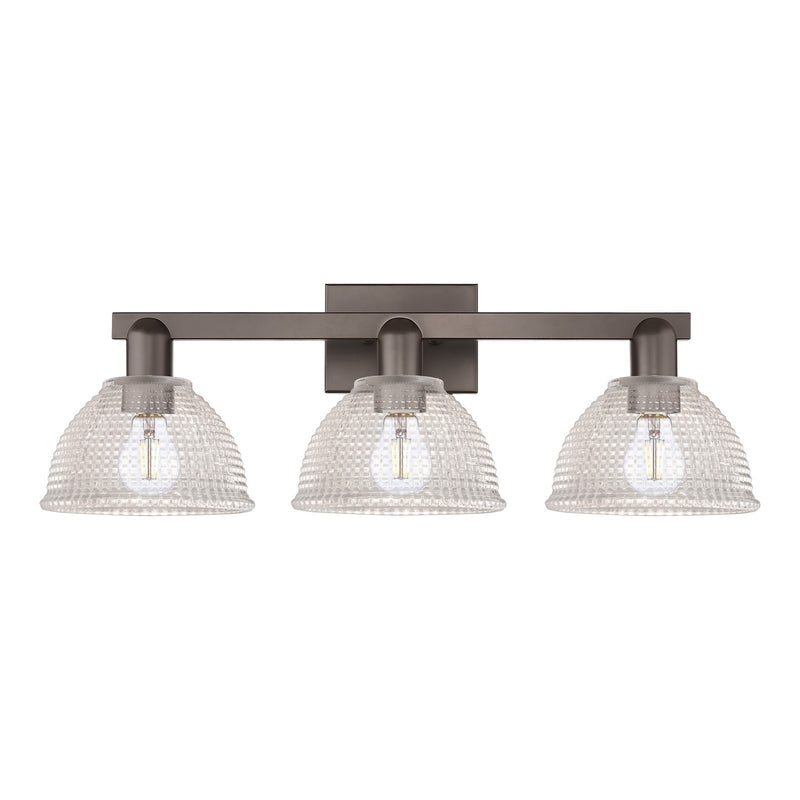 Innovations Arietta 27in 3-Light Bath Vanity Light | Industrial Oil Rubbed Bronze Steel and Clear Glass | Bathroom Vanity | 27 x | Model 716-3W-OB-G422
