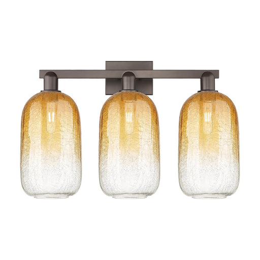 Innovations Brookhaven Cloche 26in 3-Light Bath Vanity Light | Industrial Oil Rubbed Bronze Steel and Amber Glass | Bathroom | Model 716-3W-OB-G482-7AM