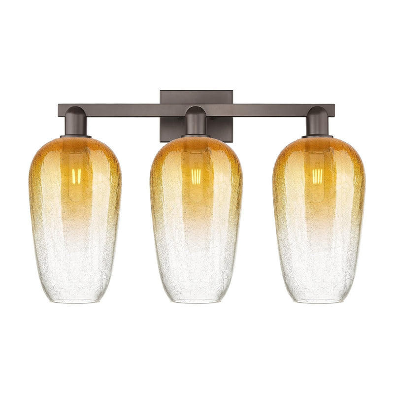 Innovations Brookhaven Flute 26in 3-Light Bath Vanity Light | Industrial Oil Rubbed Bronze Steel and Amber Glass | Bathroom | Model 716-3W-OB-G484-7AM
