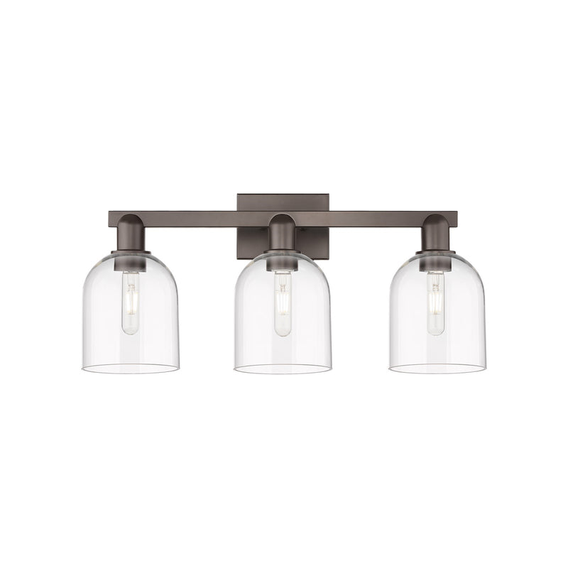 Innovations Bella 25in 3-Light Bath Vanity Light | Industrial Oil Rubbed Bronze Steel and Clear Glass | Bathroom Vanity | 24.5 | Model 716-3W-OB-G558-6CL