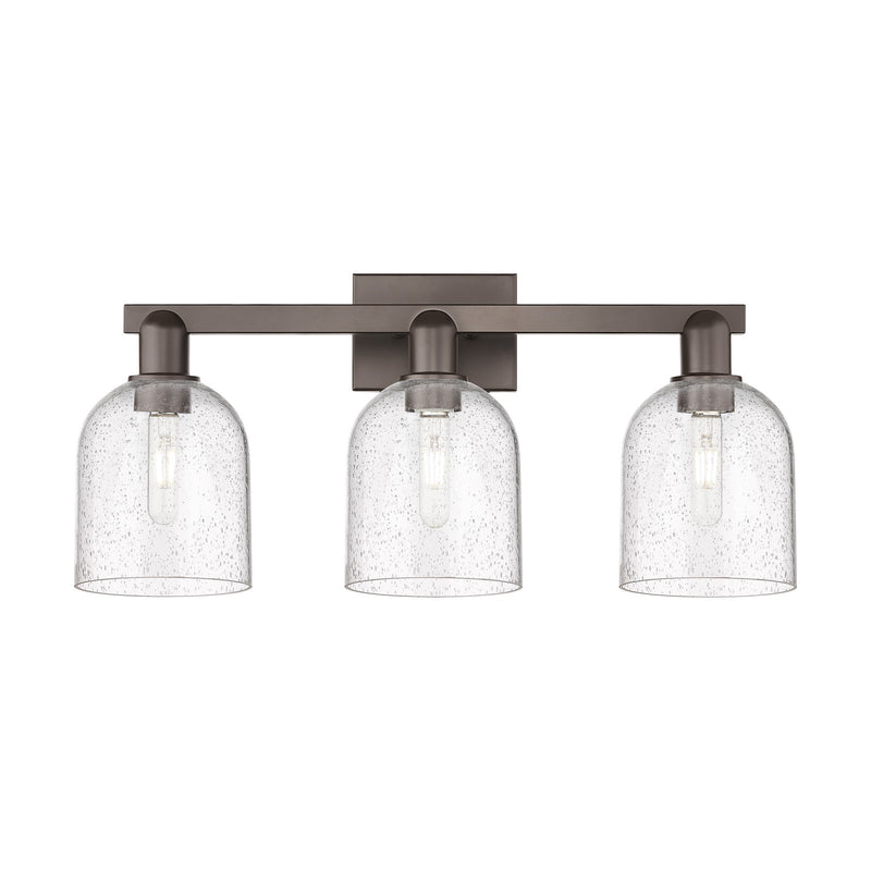 Innovations Bella 25in 3-Light Bath Vanity | Industrial Oil Rubbed Bronze Steel and Seedy Glass | Bathroom Vanity Light | 24.5 | Model 716-3W-OB-G558-6SDY